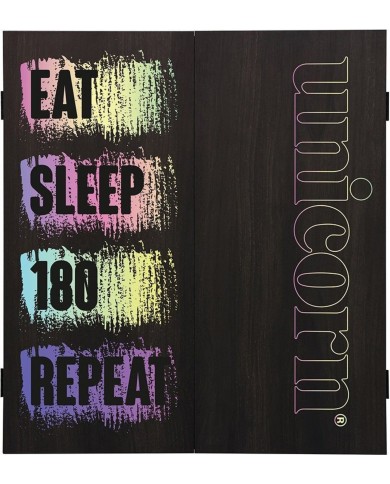 Unicorn Maestro Dartboard Cabinet - Eat, Sleep, 180, Repeat